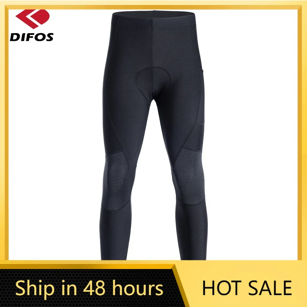 DIFOS Winter Men's Cycling Pants Reflective MTB Road Cycling Long Pants Shockproof Keep Warm Outdoor Sports Fleece Trousers