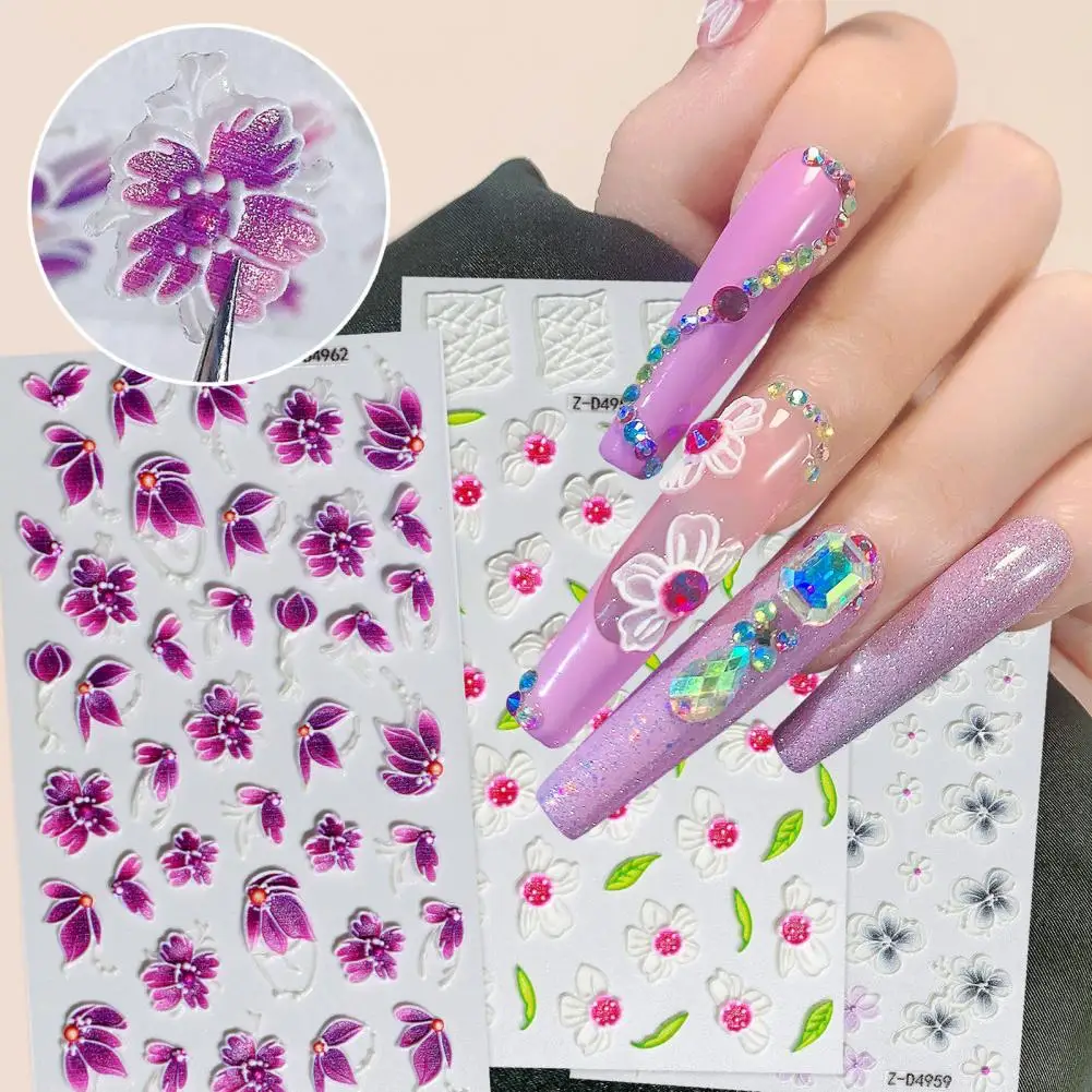 Nail Patches  Vivid   Nail Sticker Floral Embossed Sticker Pro Leaves Nail Art Decals