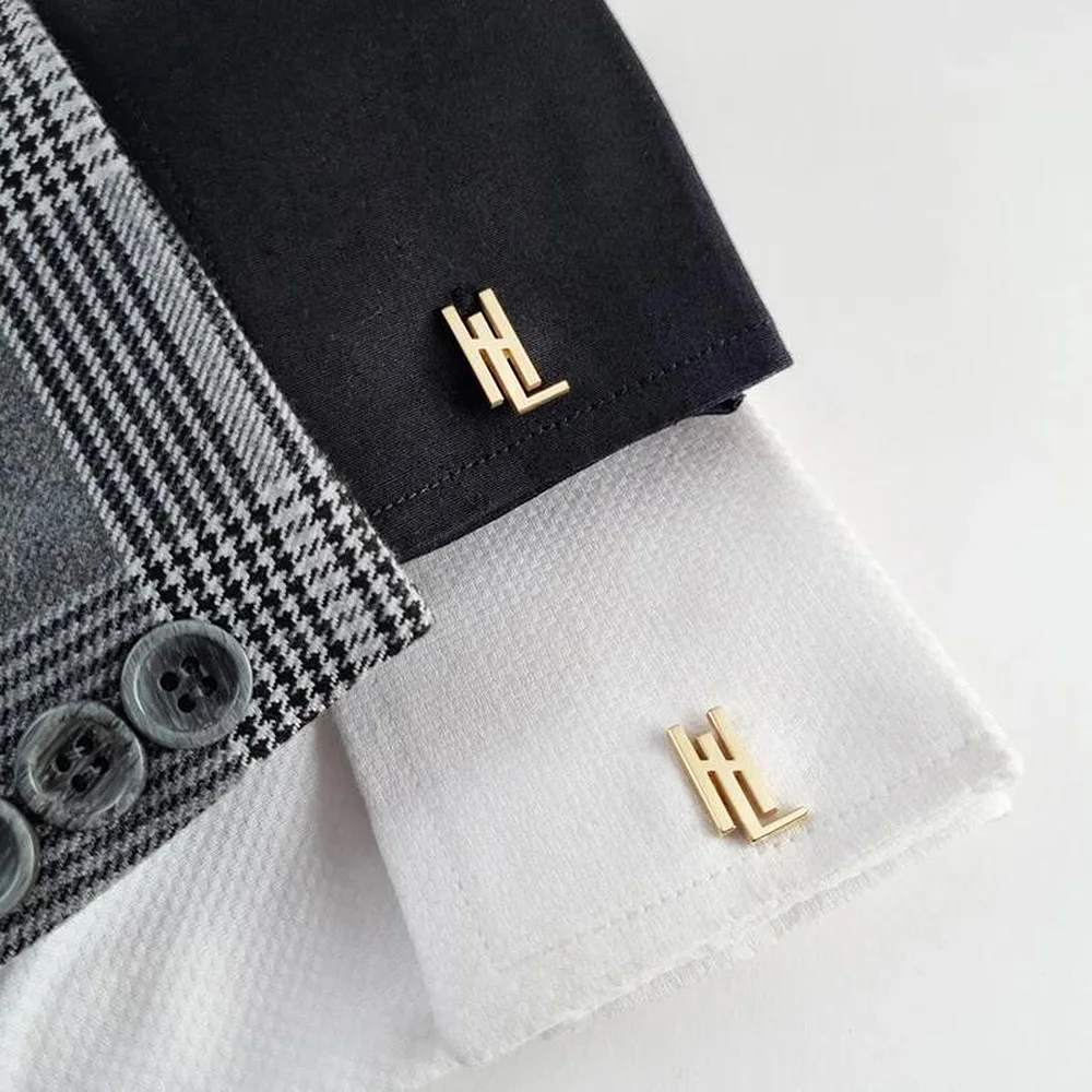 Custom Mens Shirt Cufflinks Personalised Name Initials Letter Logo Stainless Steel Buttons Jewelry Wedding Party Groomsman Gift