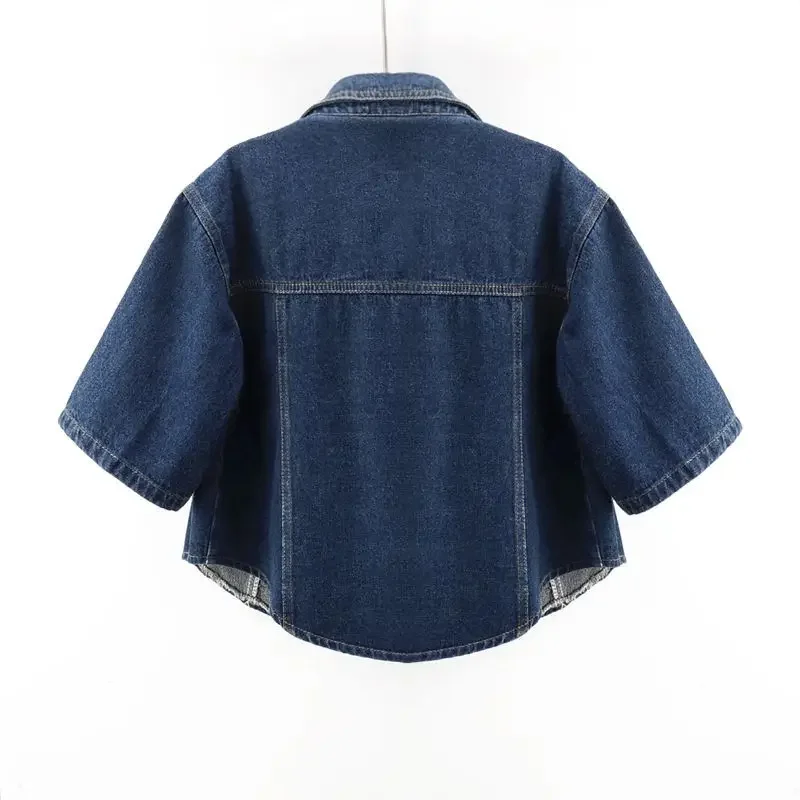 Fashionable New Versatile Short Sleeved Denim Jacket for Women Loose Korean Version Top Small Shawl Cardigan for Outerwear