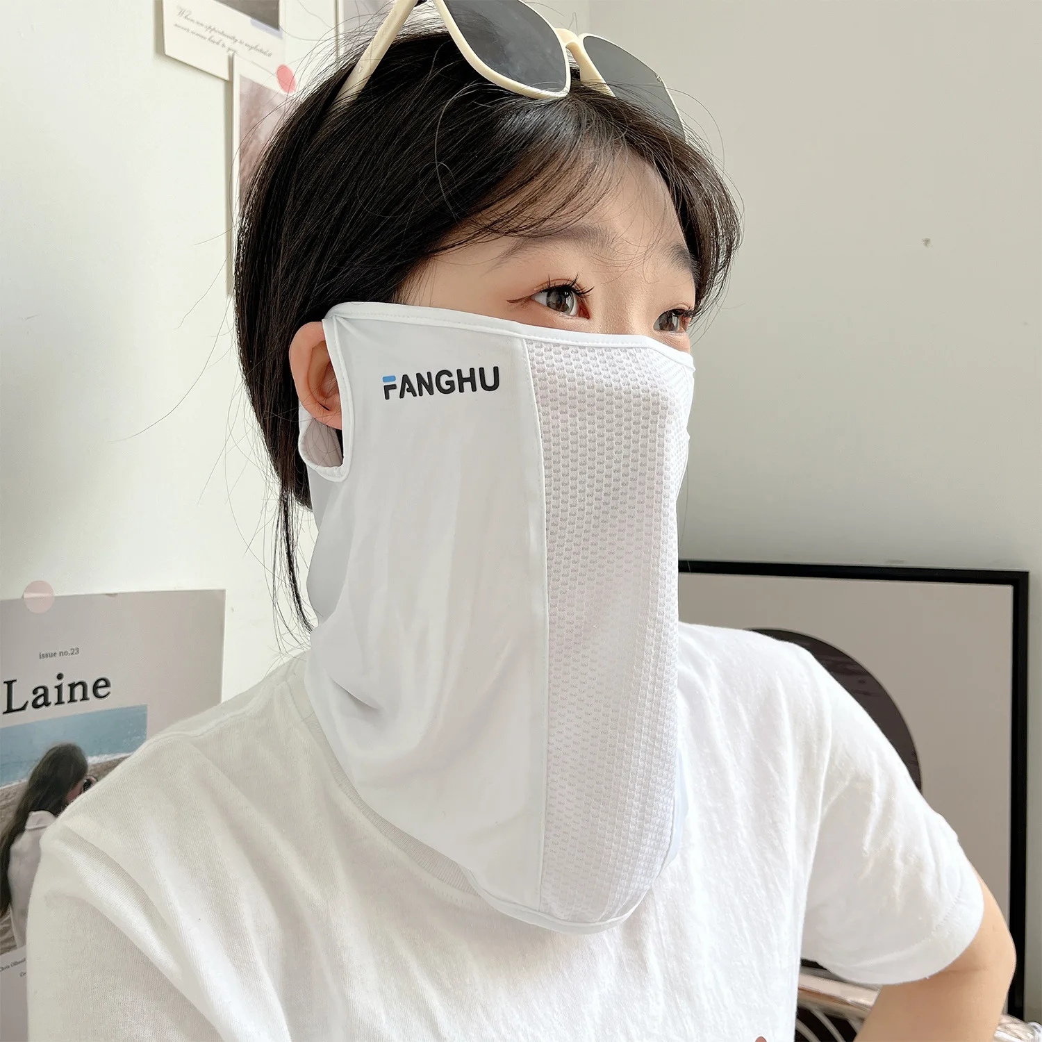 Summer UV Protection Sunscreen Mask Face Scarf Cycling Sunscreen Ice Silk Mask Face Cover Neck Wrap Cover Breathe Traceless Thin