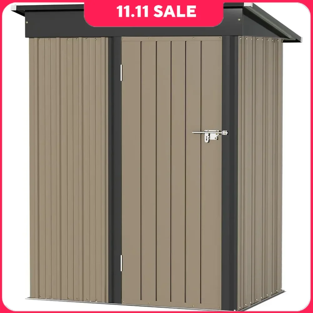 Storage Shed, 5FT X 3FT Outdoor Steel Utility Tool Sheds Storage House with Door & Lock, 5' X 3' Storage Shed