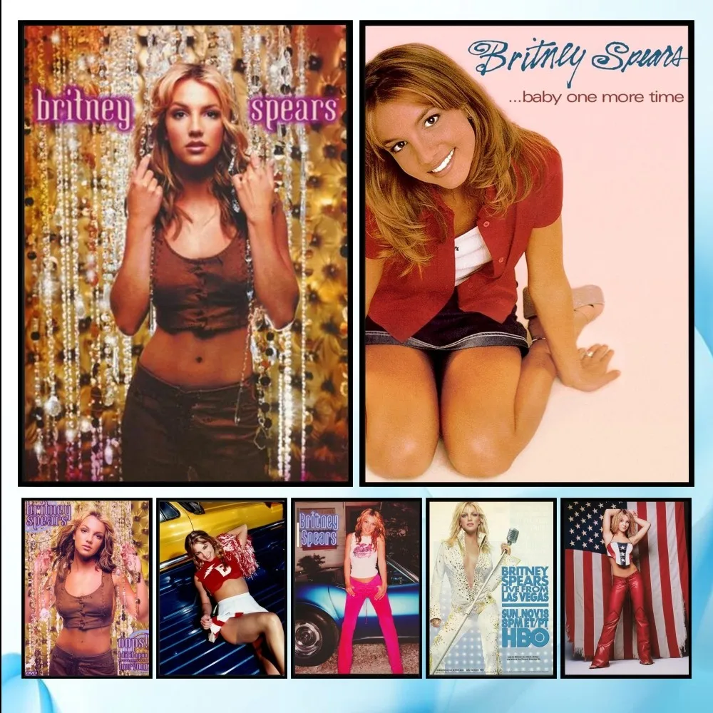 Póster Retro de cantante Britney Spears, arte HD, pared adhesiva, impermeable, para el hogar, sala de estar, dormitorio, bar, decoración estética