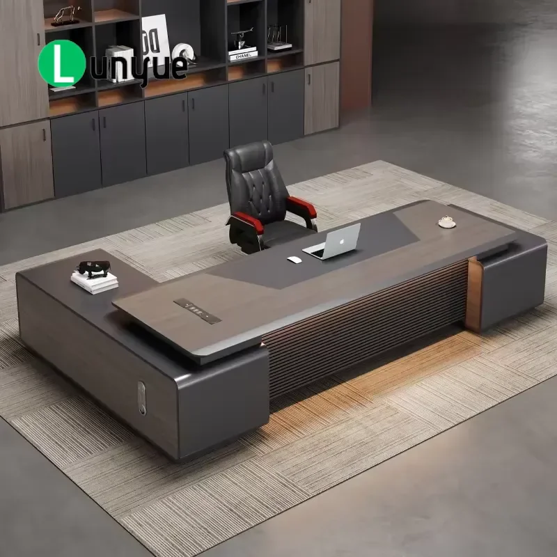 Luxury Wooden Executive Desk with Hidden Storage Electric Heating Manager Office Table