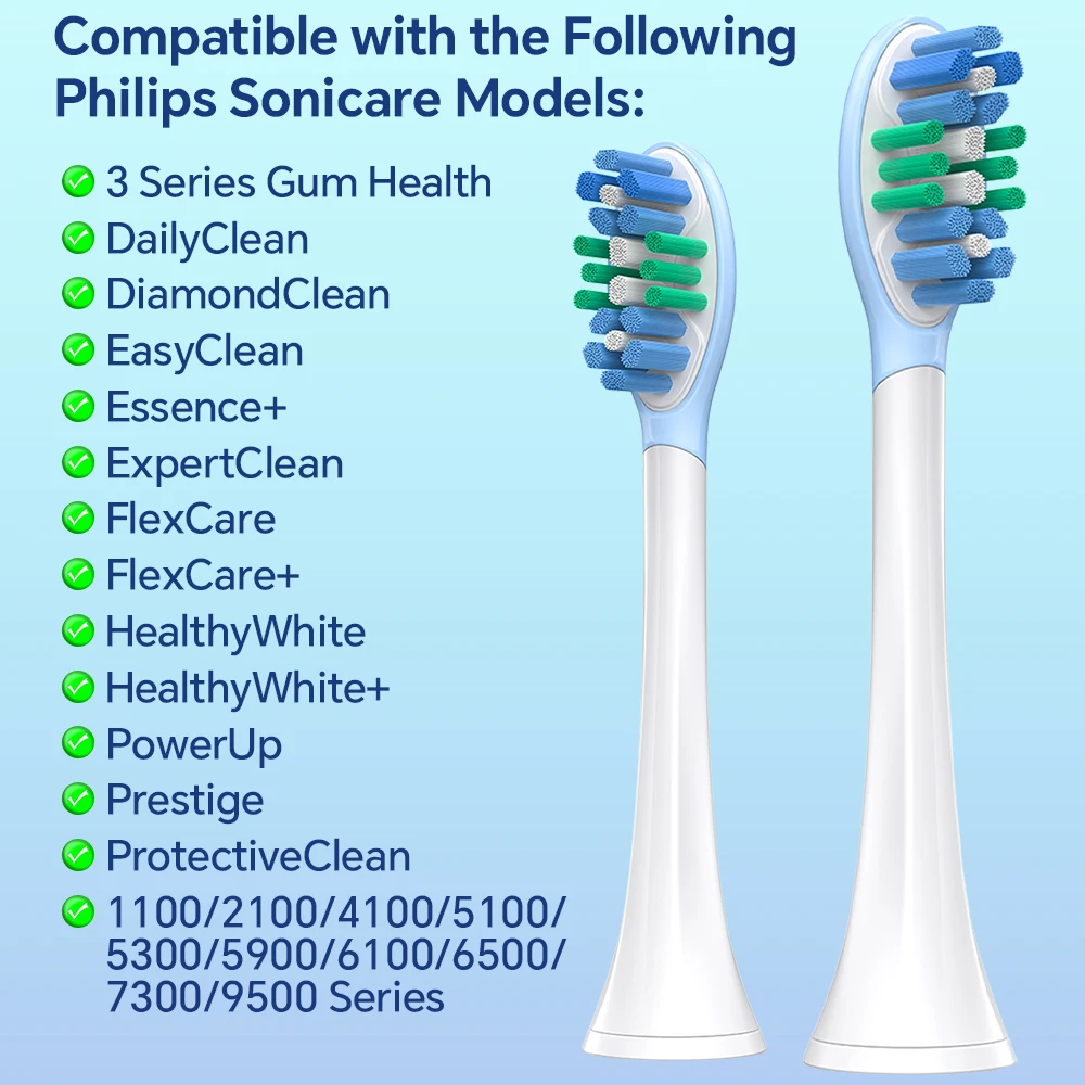 Compatible with Philips Sonicare Electric Toothbrush Replacement Brush Heads, Flexible Sides Brush Head for Teeth and Gums Care