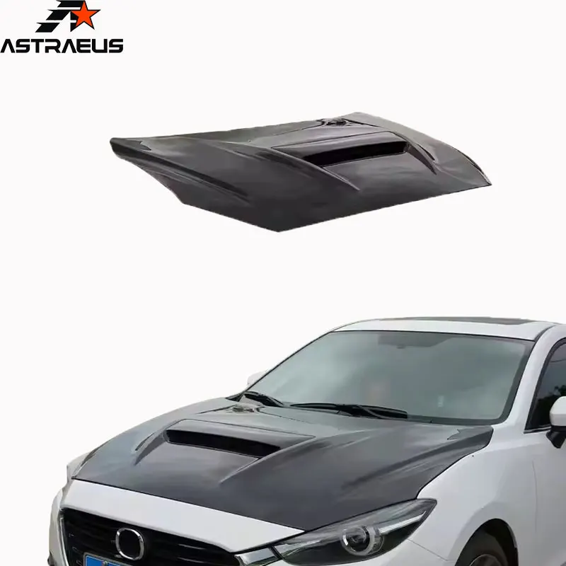 

For 2017-18 Mazda 3 Axela 5D Hatchback Vented Hood New Carbon Fiber Engine Cover