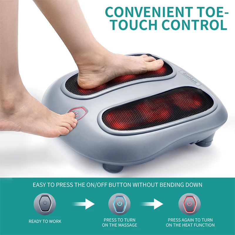 Nekteck Electric Foot Massager Heating Therapy Shiatsu Kneading Roller Muscle Relaxation Multifunction Foot Massage Machine