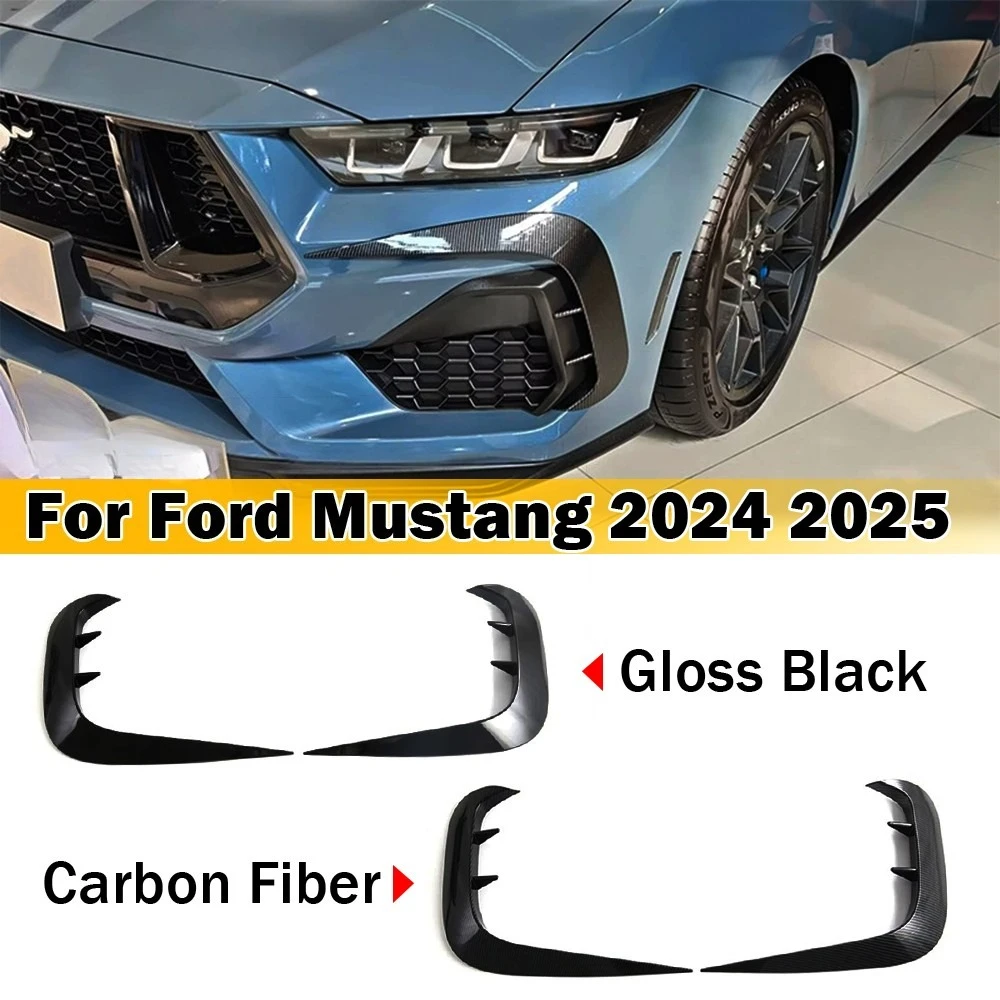 

Для Ford Mustang GT 2024 2025 2x Автомобильная передняя противотуманная фара, крышка лампы, накладка на бампер, молдинг для бровей, век, карбоновый вид, черное украшение