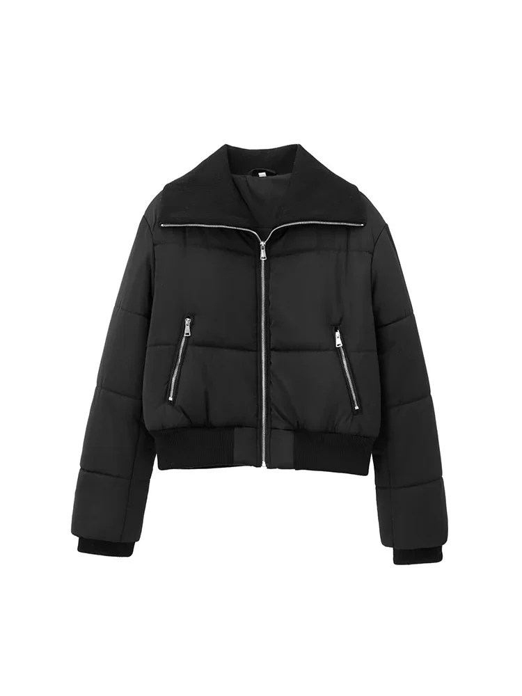 

Willshela Women Fashion With Pockets Black Front Zipper Jackets Vintage Lapel Neck Long Sleeves Female Chic Lady Outfits