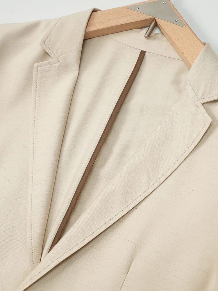 

Итальянский льняной повседневный легкий мягкий летний костюм-пиджак с защитой от солнца, однобортное пальто для молодых мужчин