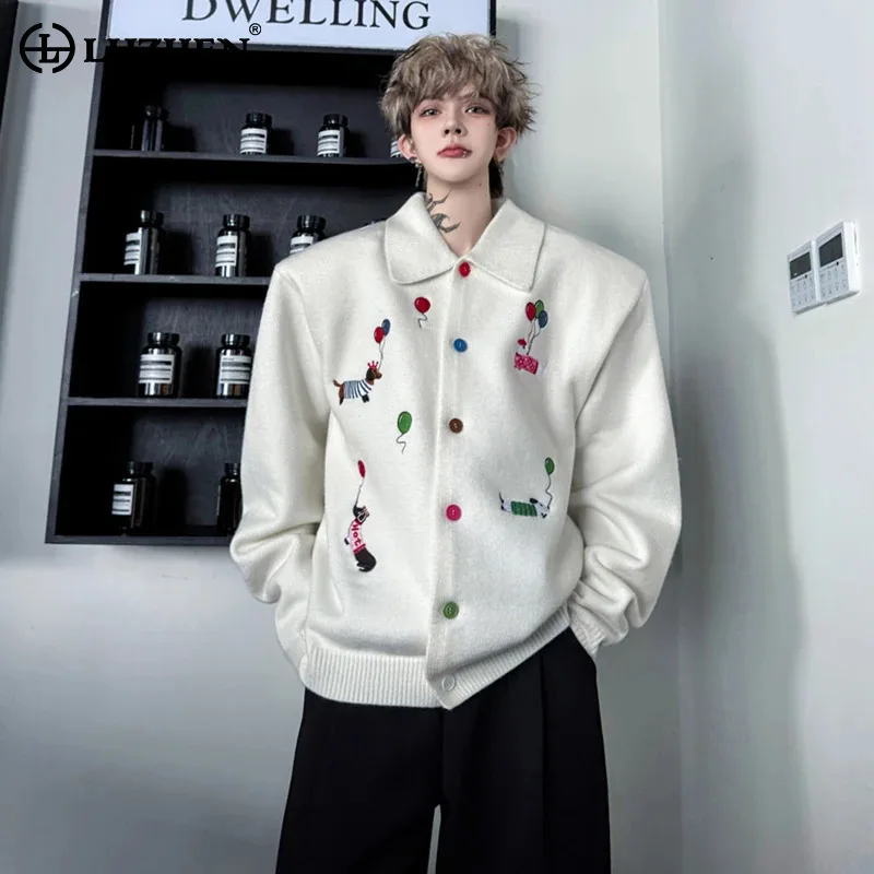 

LUZHEN милый мультяшный узор с вышивкой вязаный кардиган мужская мода красивый элегантный темпераментный повседневный мужской свитер JY4464