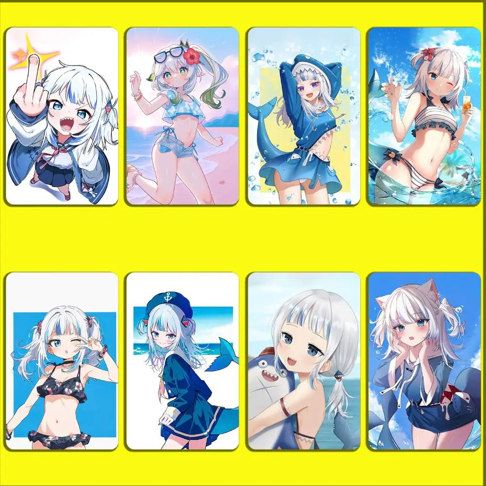 

Cartoon Musician G-Gawr Gura Card Stickers For Debit Bank Credit Cards Metro Bus Pass Sticker Decoration Cover Skin