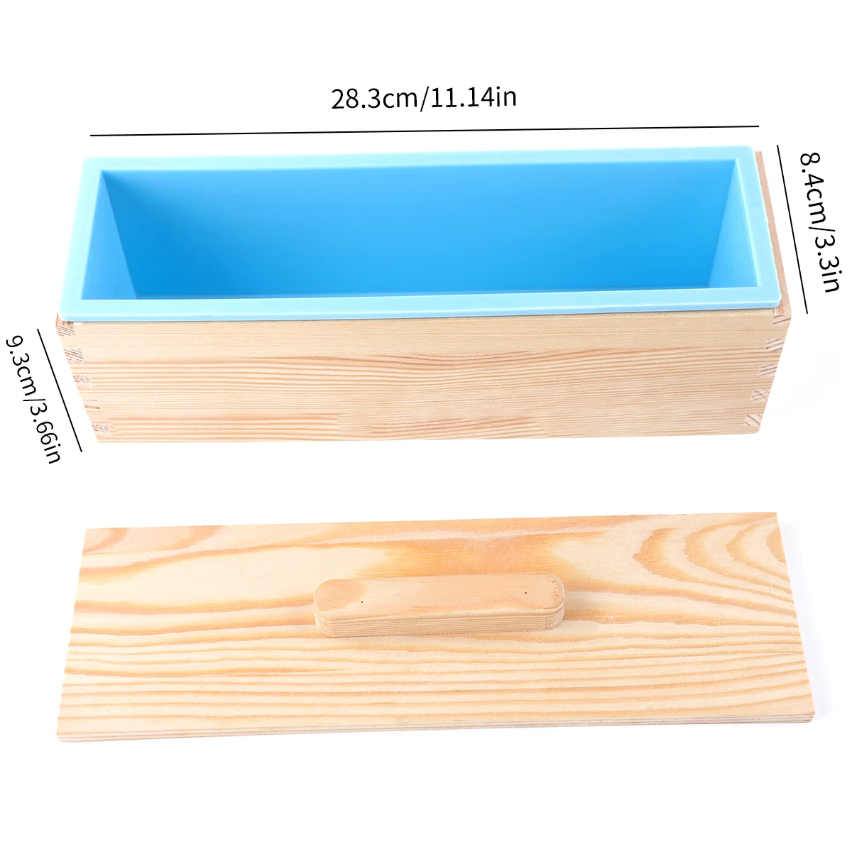 Leeseph Silicone Soap Mold, DIY Soap Making Tools - Flexible Rectangular Loaf Mold Comes with Wood Box and Wooden Cover