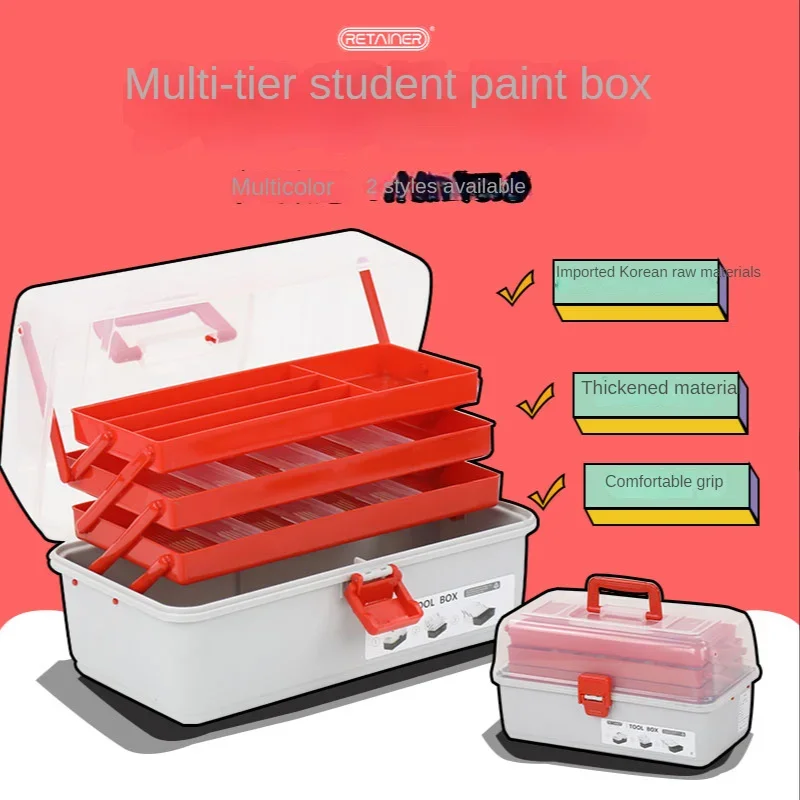 Compact Multilayer Art Toolbox Small Multifunctional Medicine Pill Organizer Clear Portable Child's Folding Storage Box