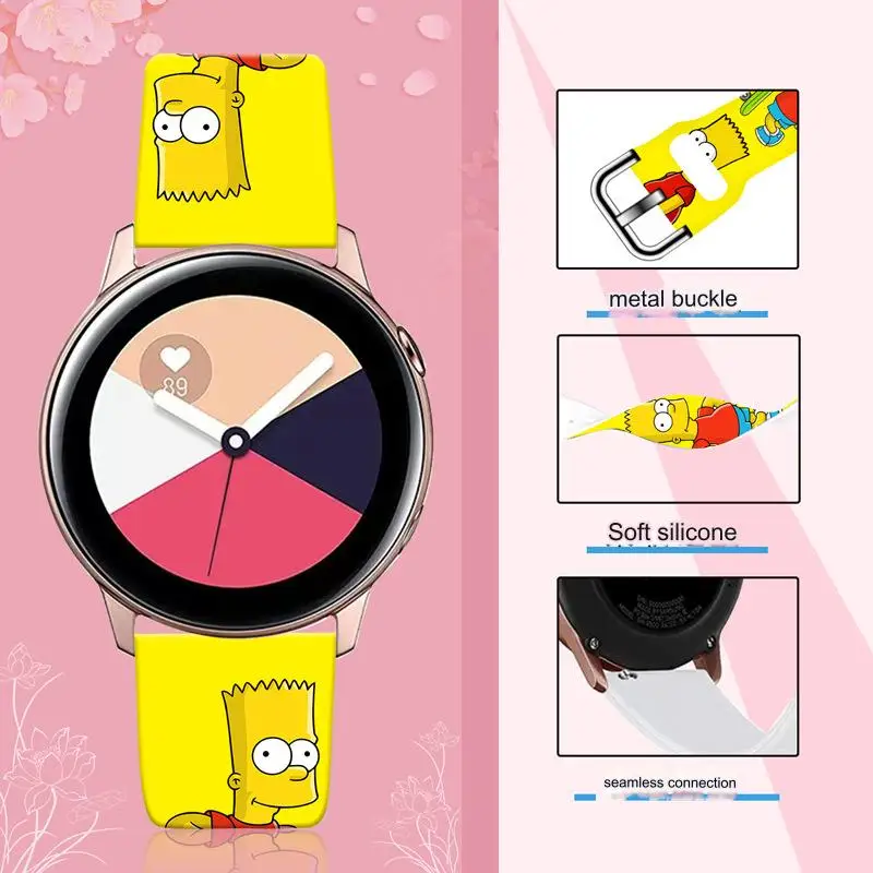 Disney The Simpsons Printed Silicone Strap For Xiaomi OPPO Jiaming Samsung Huawei GT Watch Band 20MM 22MM Cartoon Accessories