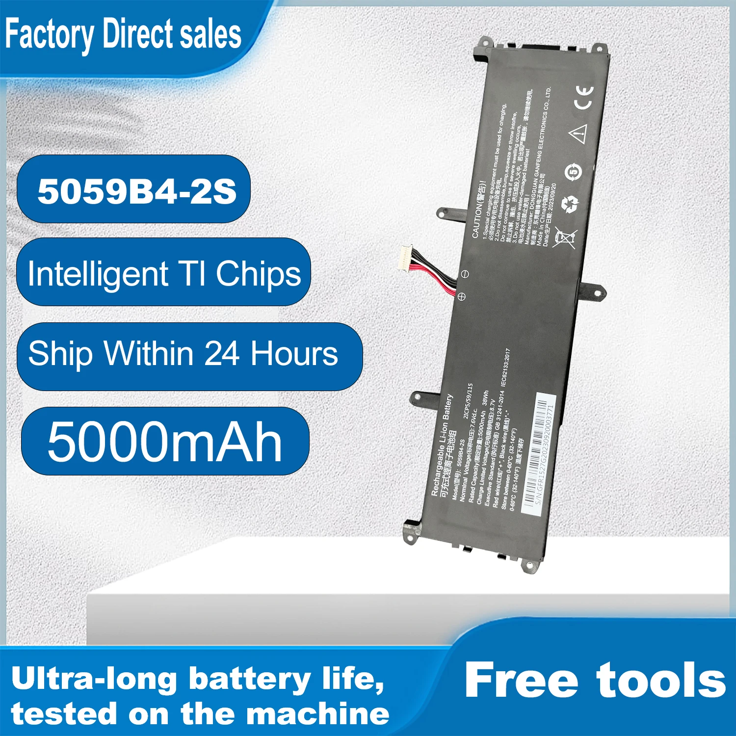 

New Laptop Battery 5059B4-2S 2ICP5/55/115 For Chuwi GemiBook Pro CWI528 Pro 14 CWI529 Q512G20090943 5059B4-2S
