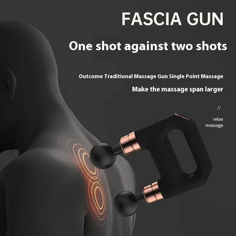 Mini producto portátil de mano para Fitness, relajación muscular eléctrica, pistola de Fascia de doble cabezal, masajeador, pistola masajeadora USB