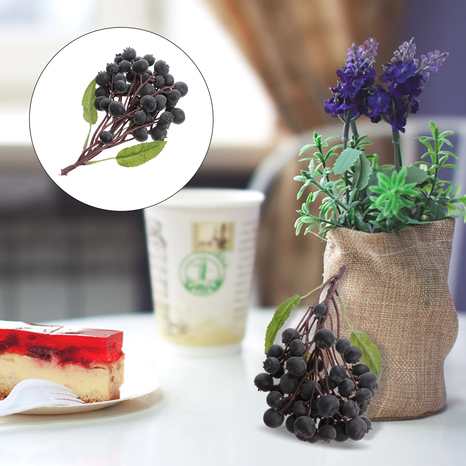

Artificial Blueberries Fake With Leaves Lifelike Fruit Decor Home Wine Displays Wreath Photography Props Greenery