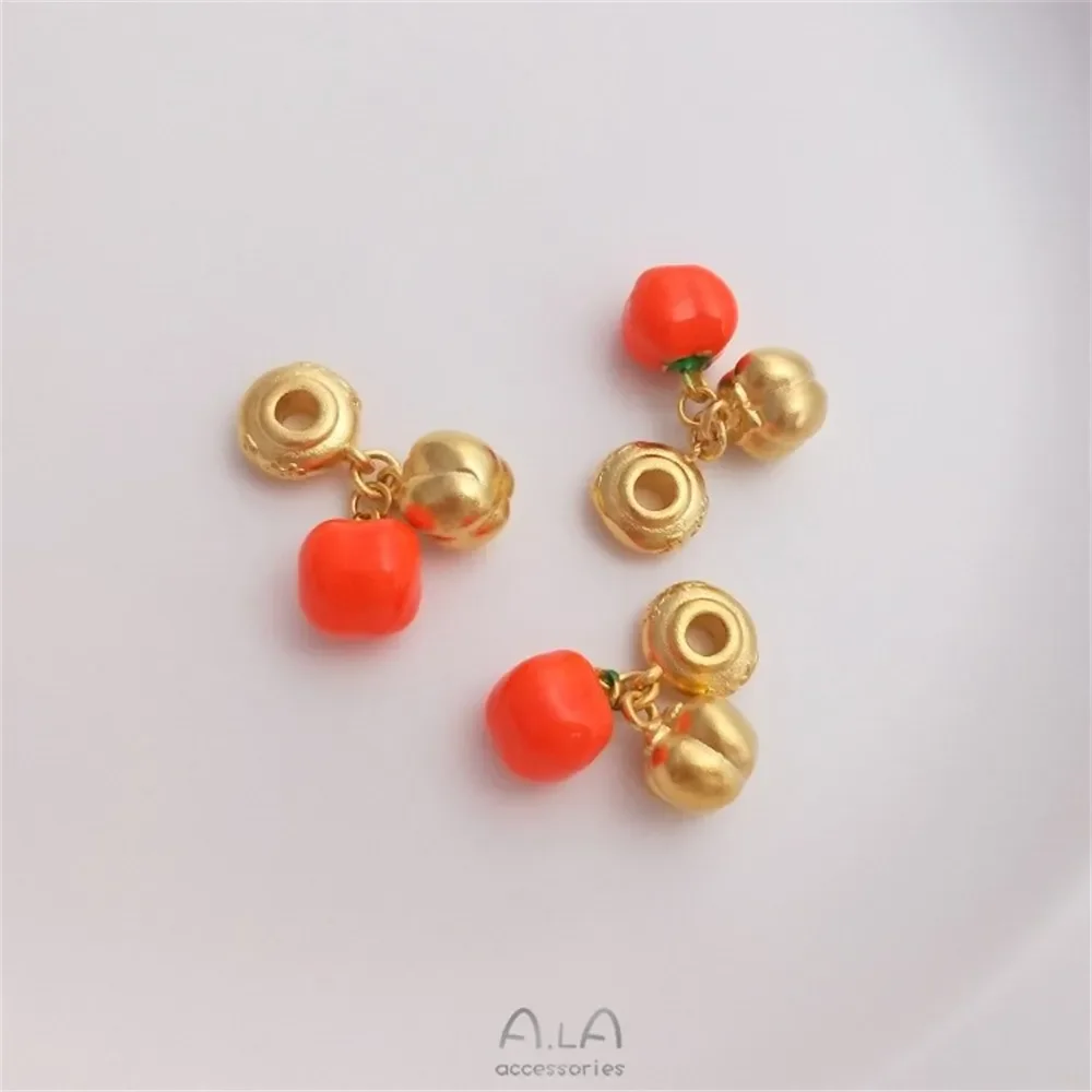 Sha Jin's Good Deeds Go Hand in Hand, Everything Goes Smoothly Persimmon Pendant Bracelet Necklace Red Rope Woven DIY Accessory