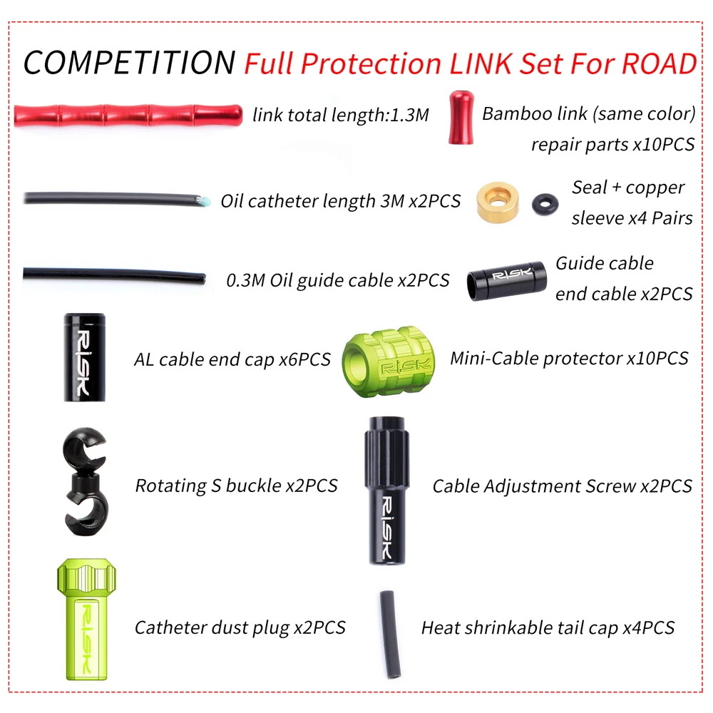 RISK RC303 Mountain Road Bike Bicycle Competition Full Protection Derailleur Shift Brake Link Cable Oil Catheter Line Wire Set