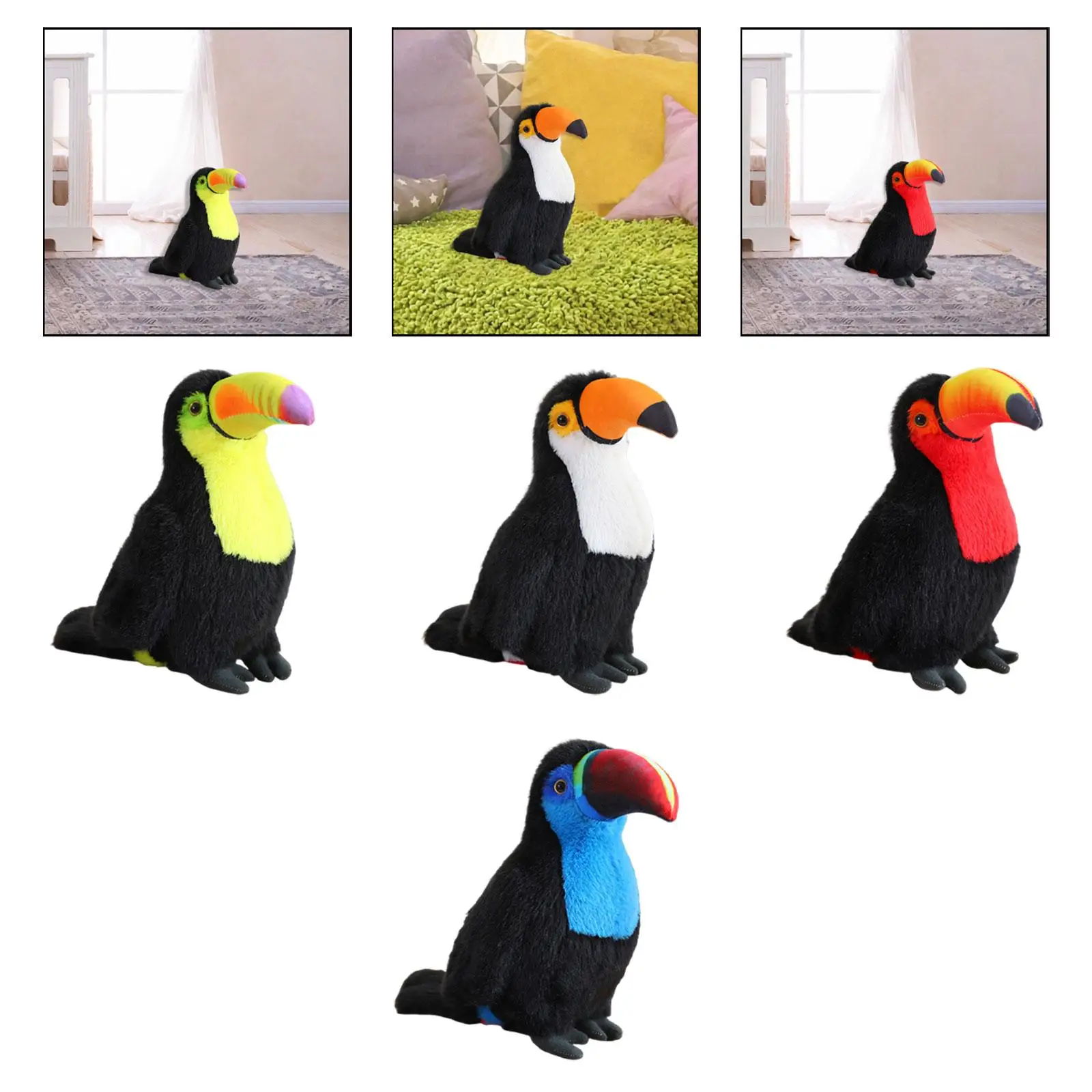 ตุ๊กตาทูแคนของที่ระลึกของขวัญการ์ตูนตกแต่งสมจริง แข็งแรง ทนทาน ตุ๊กตาสัตว์สำหรับเทศกาล โรงแรม คาเฟ่ ห้องนั่งเล่น วันหยุด