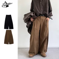 Japanese Wide-leg Pants Men Women Harajuku Solid Color Loose Straight-leg Trousers Vintage Oversize Unisex Autumn Casual Pants