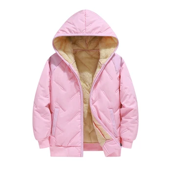 Dubbped Winter Keep Warm Boys Girl Jacket Lined With Velvet Thick Cotton Padded Hooded Coat Kids Children Out The Cold Outerwear 2