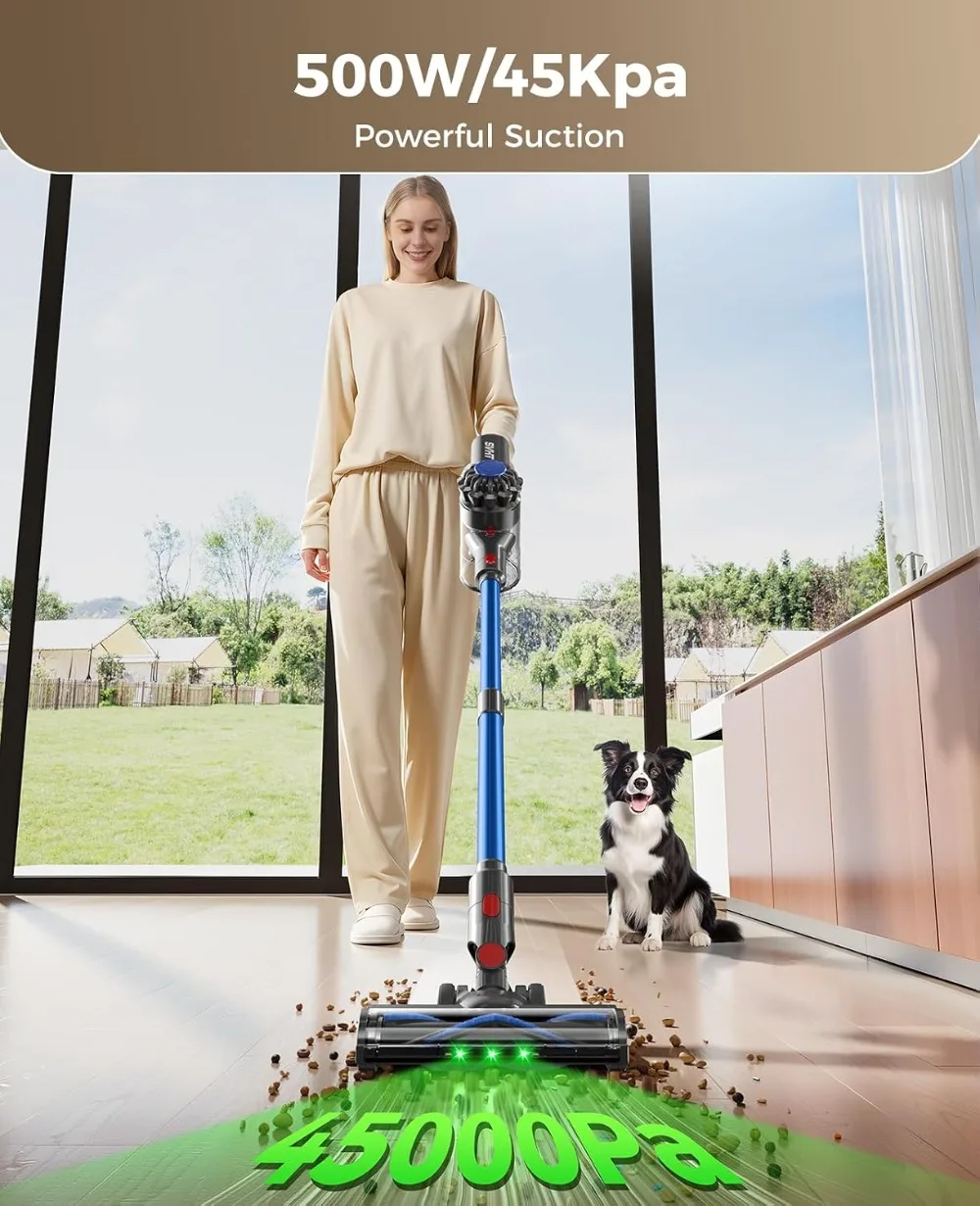 45KPA Cordless Vacuum, 45Mins Runtime, Anti-Tangle Brush, LED Display, for Home & Pet Hair view 2