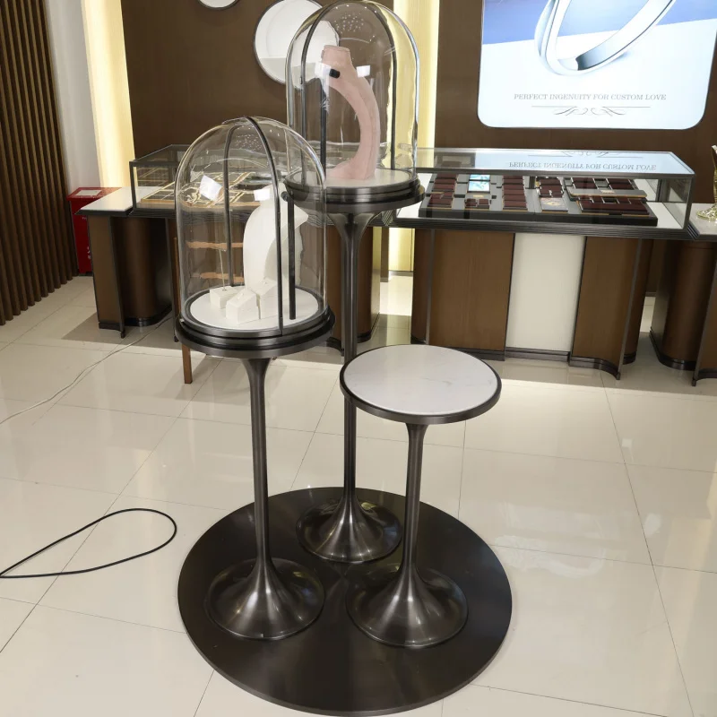 

custom.Commercial Stainless Steel Lighted Sjewellery Sho Retail Display Custom Jewelry Showcase