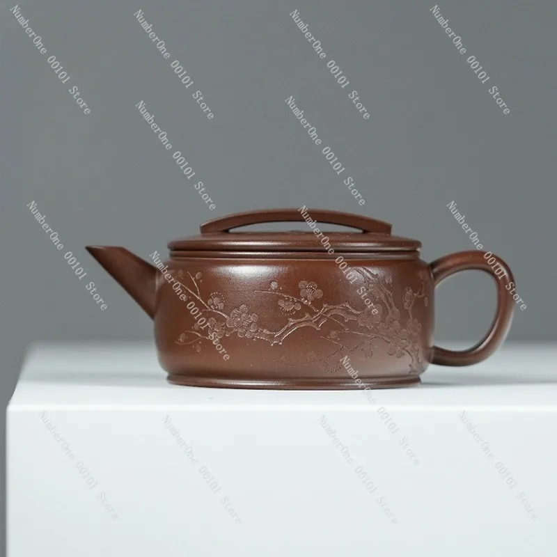 Handmade Purple Clay Teapot Authentic Aged Zisha Clay Retro Han Tile Style Kung Fu Tea Pot Traditional Chinese Teaware for Loose