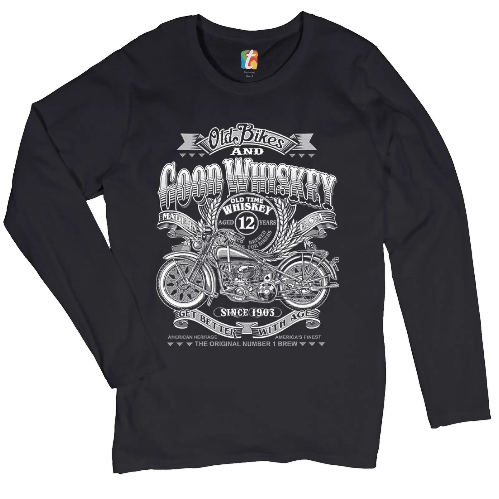 

Old Bikes and Good Whiskey Women's Long Sleeve T-shirt Route 66 Motorcycle