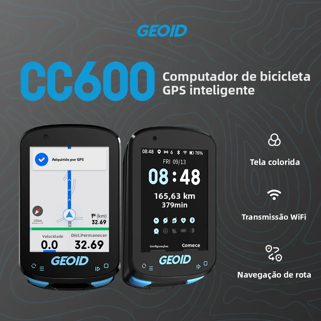 GEOID CC600 Computador de bicicleta Tela colorida sem fio Velocímetro ANT + WIFI Velocímetro de ciclismo IPX7 Odômetro à prova d'água