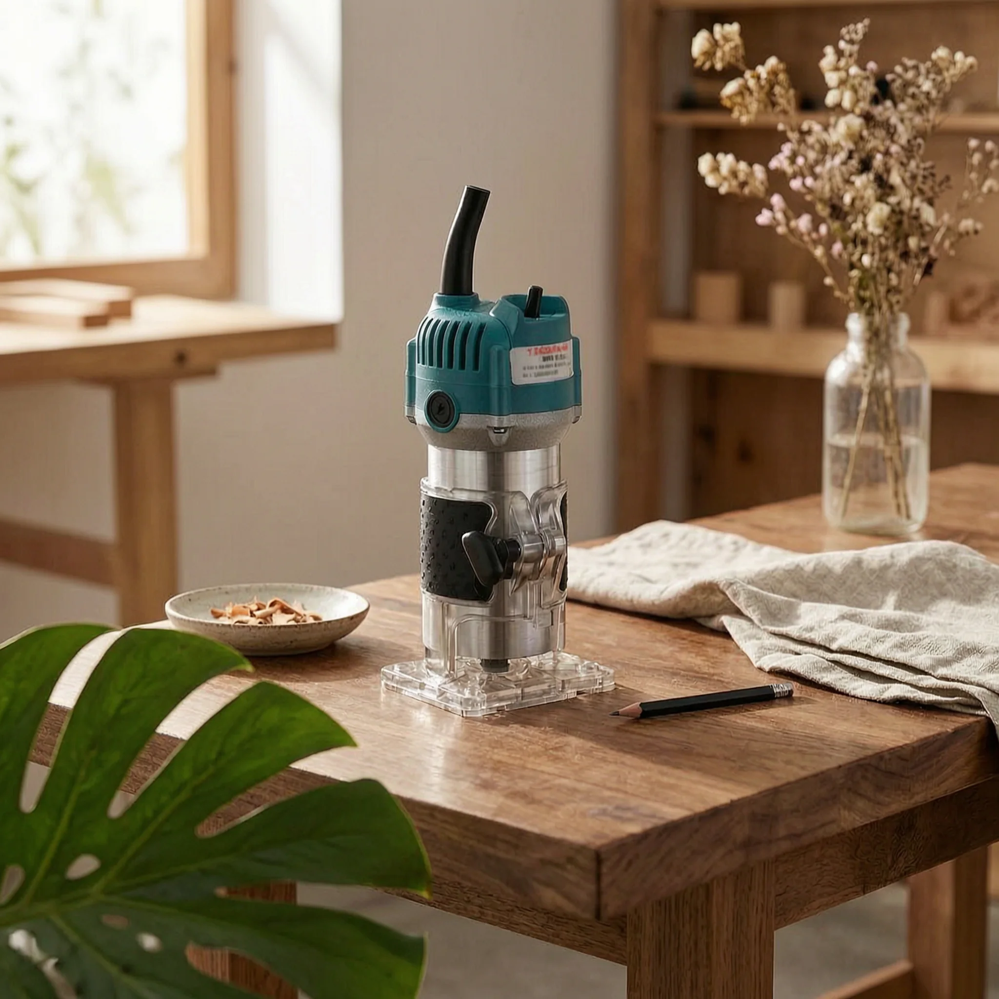 Slotting Router Machine Multi-Function Electric Wood Router Laminate Trimmer 110V Soft Grip Handle for Industrial, Home Workshop
