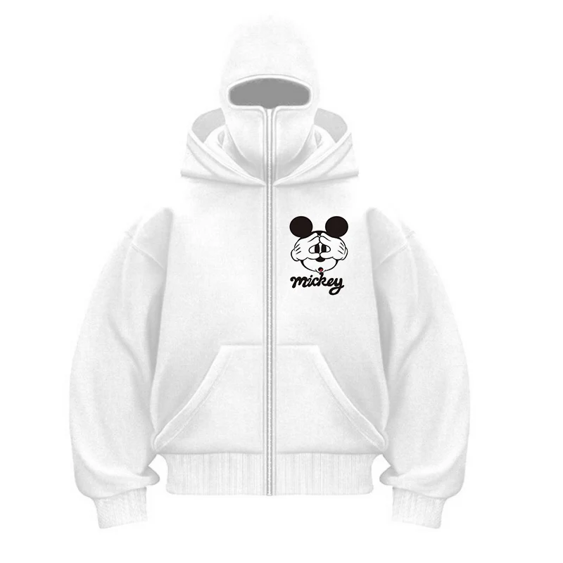 Y2k Vintage Winter Streetwear Couple Tops Mickey Minnie Integrated Hoodie Woman Soild Color Pullover Hip Hop Splicing Sweatshirt