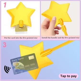 3D Printed Fashion Creative Wand Tap TO Pay Portable Cute Star Magic Wand Holder Funny Lightweight Credit Card Holder Daily Use view 3