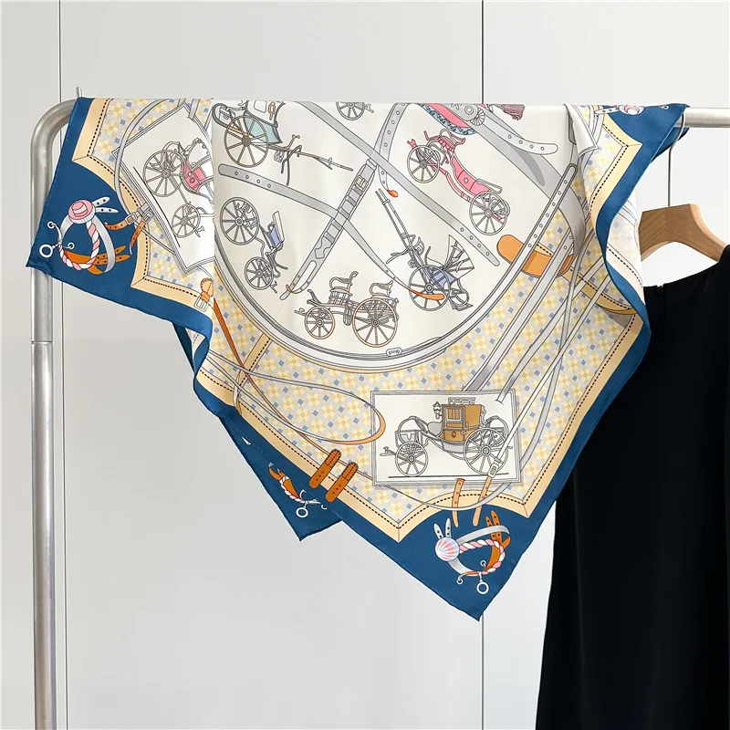 Mulberry InjTwill-Foulard Carré pour Femme, Bords Roulés à la Main, Bandanas, Top Accessoires, Tête et Cou, Châles, Décoration de Printemps, 90cm