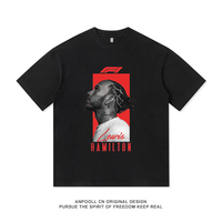 2025 F1 Lewis Hamilton Red Bull Ferrari Team Commemorative Short-sleeved T-shirt Pure Cotton Summer Men's Clothing