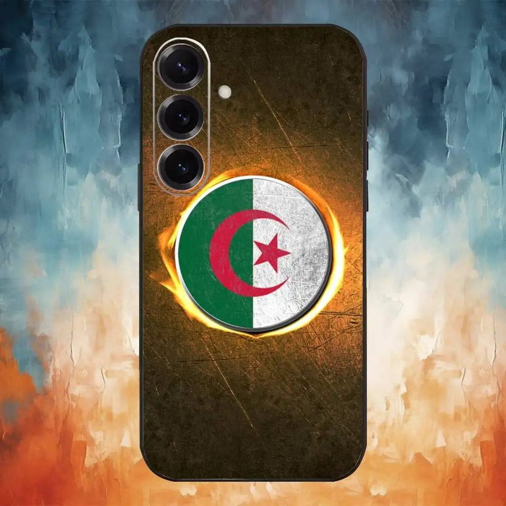 ธงชาติแอลจีเรียเคสโทรศัพท์สำหรับซัมซุงกาแล็คซี่ A91,A80,A73,A72,A71,A53A52,A32,A31A22,A21s,A20,ปกสีดำ