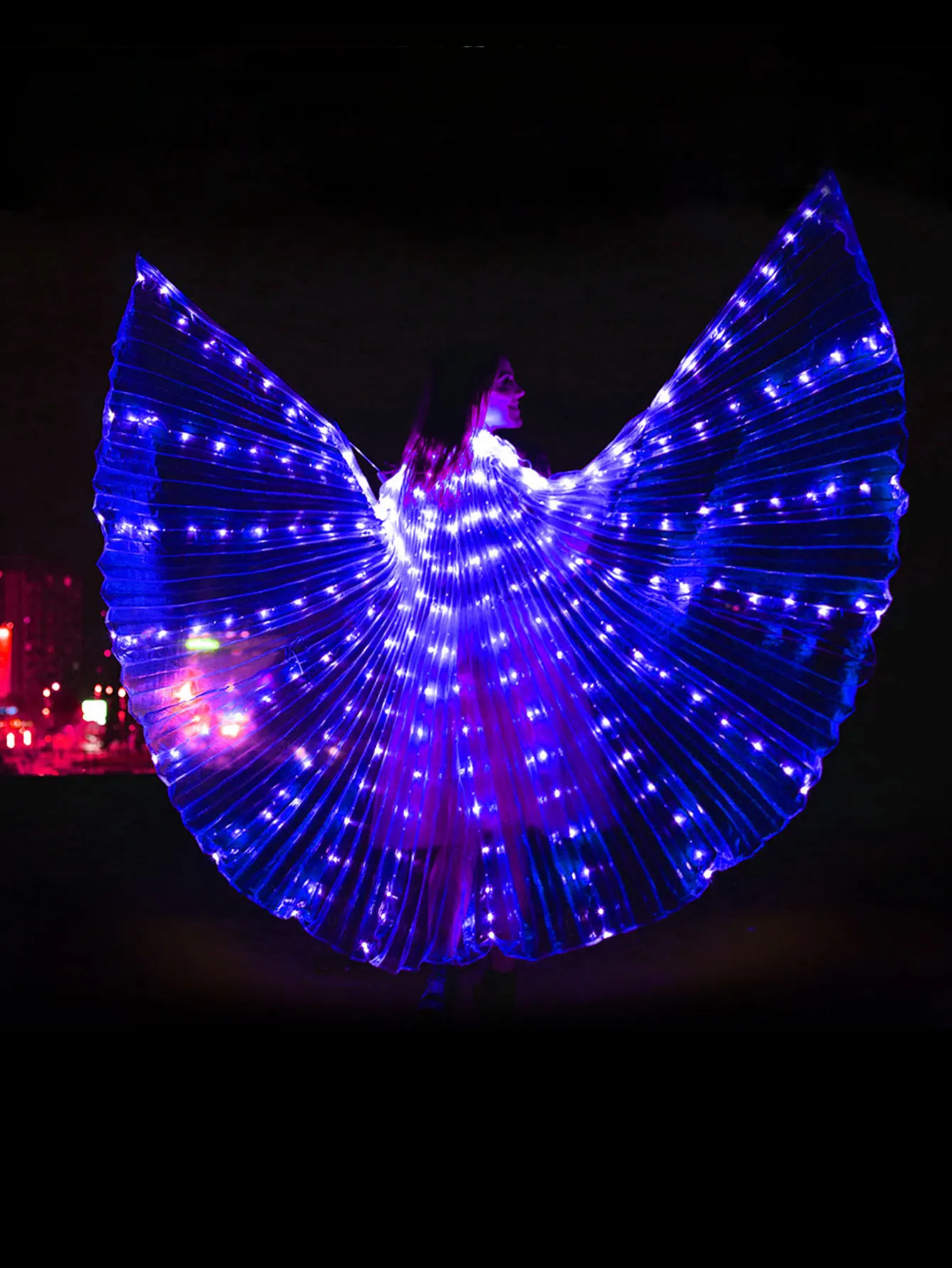 1-teiliger Bühnenumhang mit leuchtenden LED-Schmetterlingsflügeln, geeignet für Bühnenaufführungen von Frauen, Weihnachten, Halloween-Paraden und Festival-Tanzaufführungen, Musikfestival-Dekorationen, Geburtstagsparty-Dekorationen, Party-Kostüme und professionelle Fotografie-Beleuchtung, Performance-Requisiten für Multi-Anpassungen zur Anpassung ​