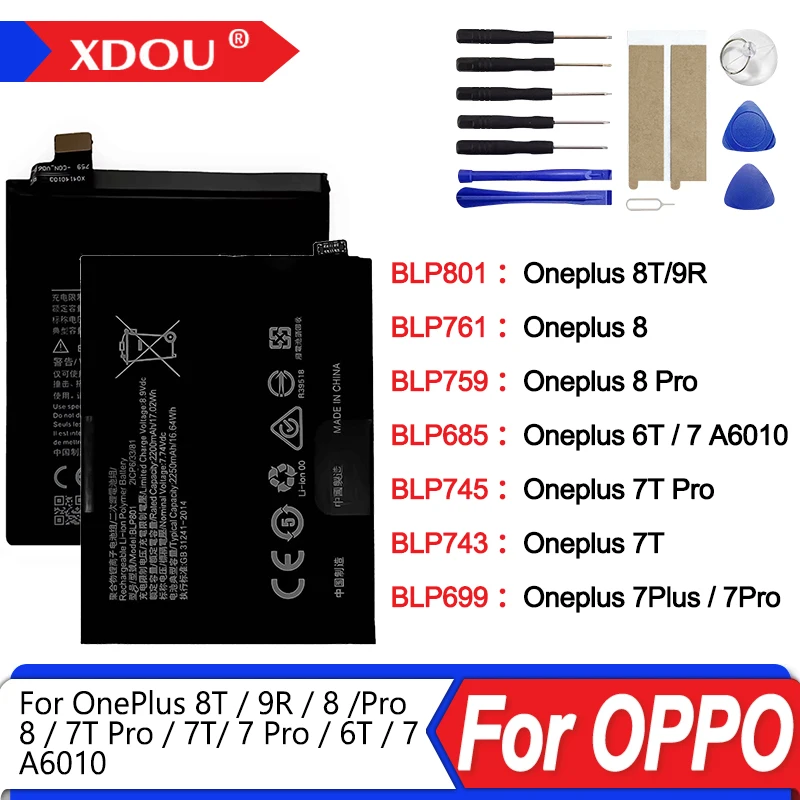 New BLP801 BLP761 BLP759 BLP745 BLP743 BLP699 BLP685 Battery For OnePlus 8T/9R/ 8 /Pro/8/7T Pro/7T/ 7 Pro/6T / 7 A6010