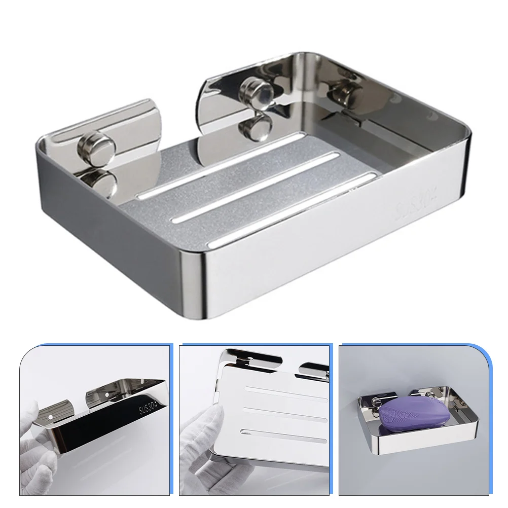 

Stainless Steel Soap Wall-Mount Holder Practical Bathroom Storage Soap Saver Holder Smooth Edges Design