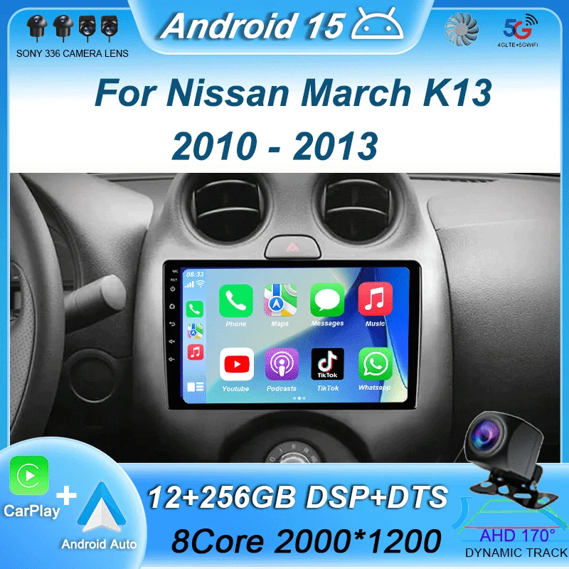 

For Nissan March K13 2010 - 2013 QLED Screen Car Radio Multimedia Video Player Navigation stereo GPS 2 din DVD Android 15