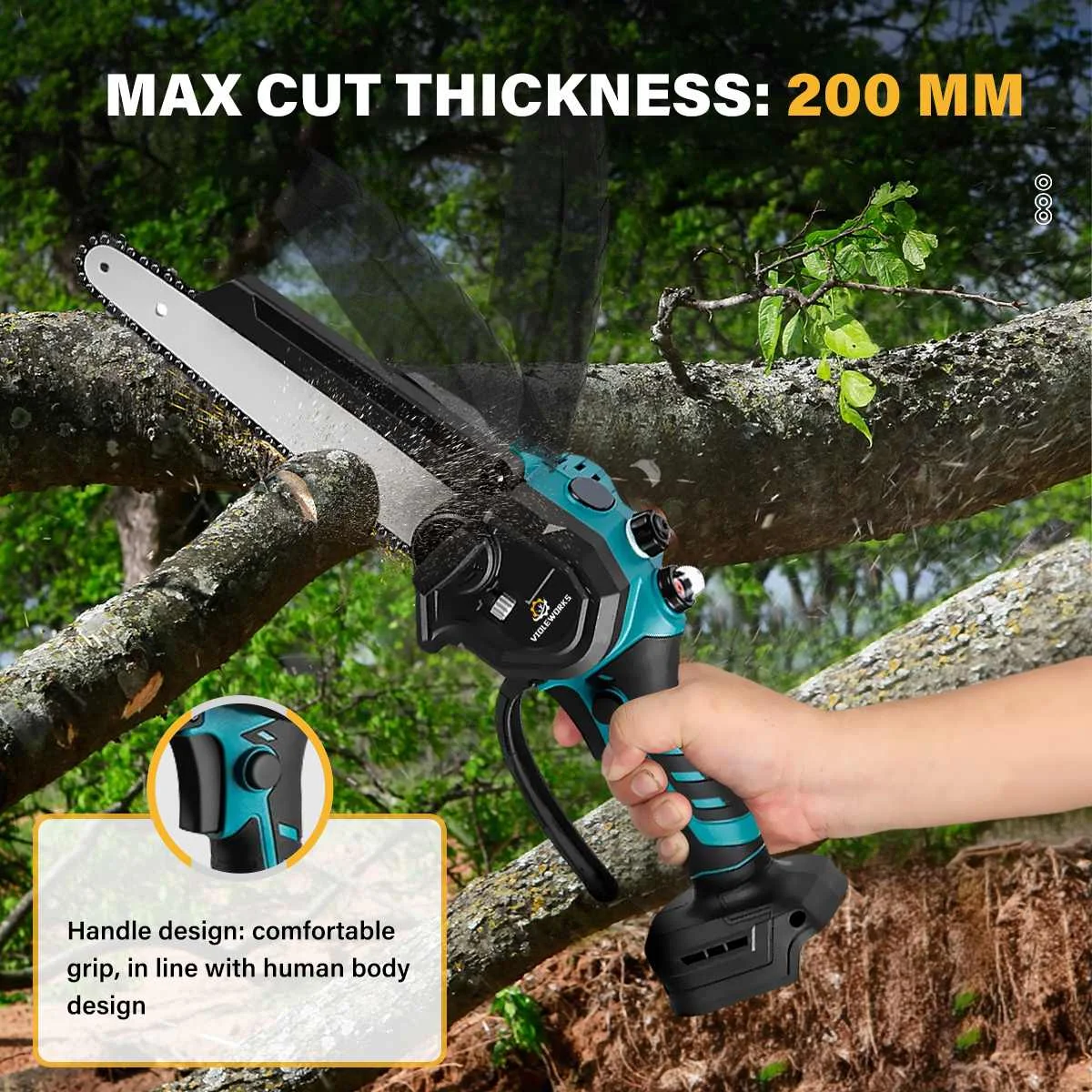 8 Inch Brushless Electric Chainsaw Automatic Oiler Handheld Garden Wood Logging Saw Tree Branches Cutter for Makita 18V Battery