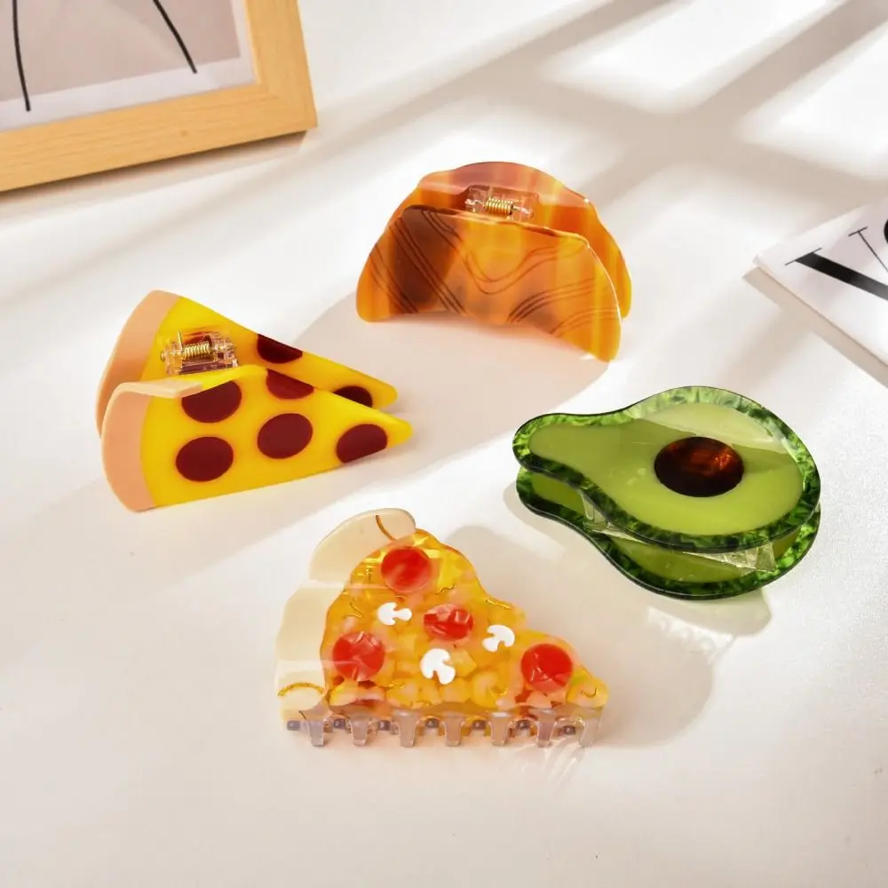 Cheese Pizza Food Acetic Acid Hair Claw Croissant Hair Clip Avocado Hair Claw Headwear Hairpin Peanut Shark Clip Streetwear