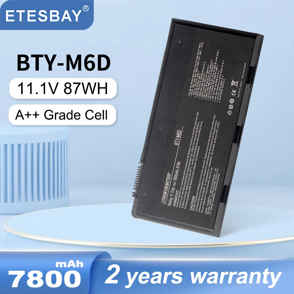 ETESBAY BTY-M6D Laptop Battery for MSI GT60 GT70 GX780R GX680 GX780 GT780R GT660R GT663R GX660 GT680R GT783R 11.1V 7800mAh