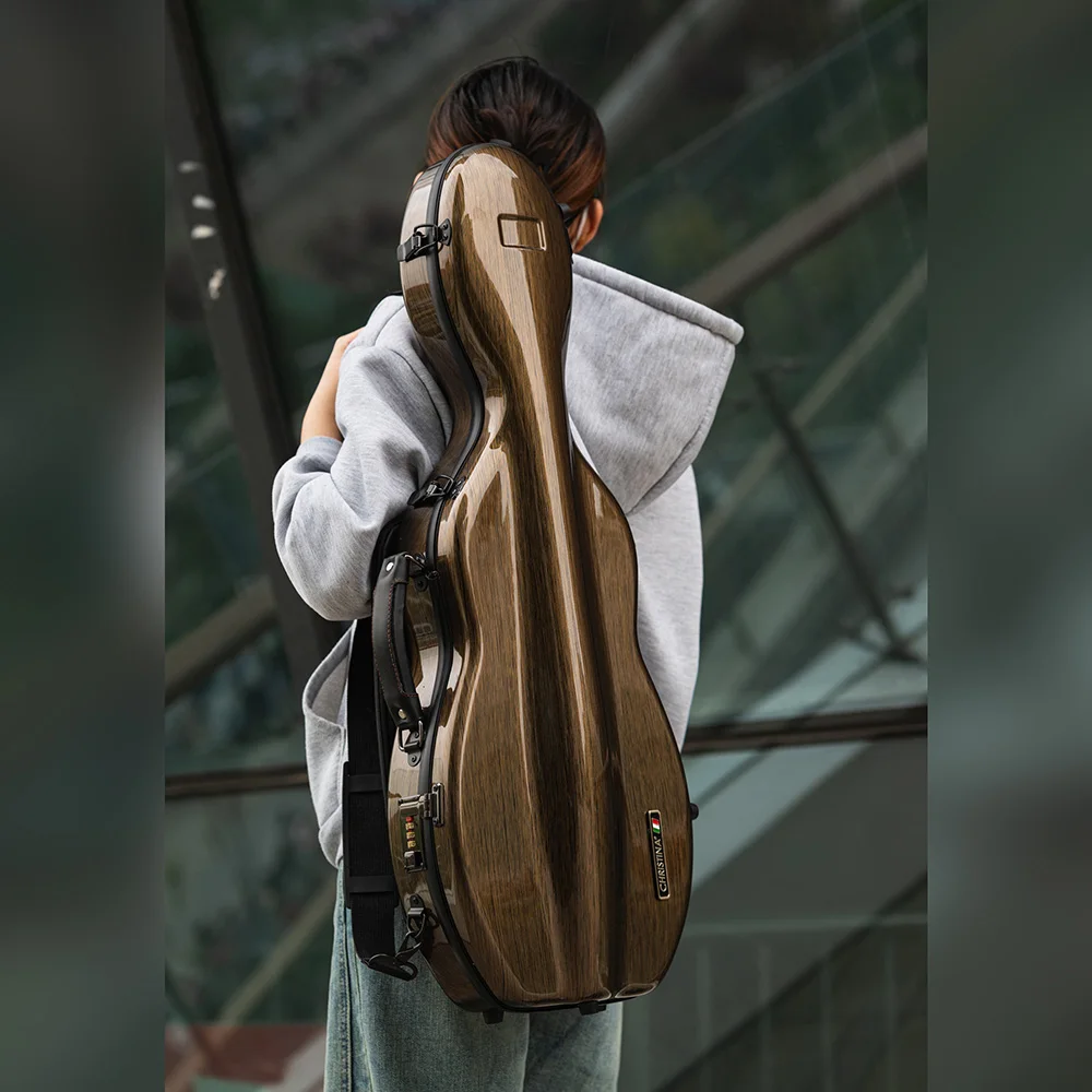 CHRISTINA Violin Case Gourd-shaped Dark Gold with Music Bag Combination Lock 4/4 Size Lightweight Composite Material BV06BG