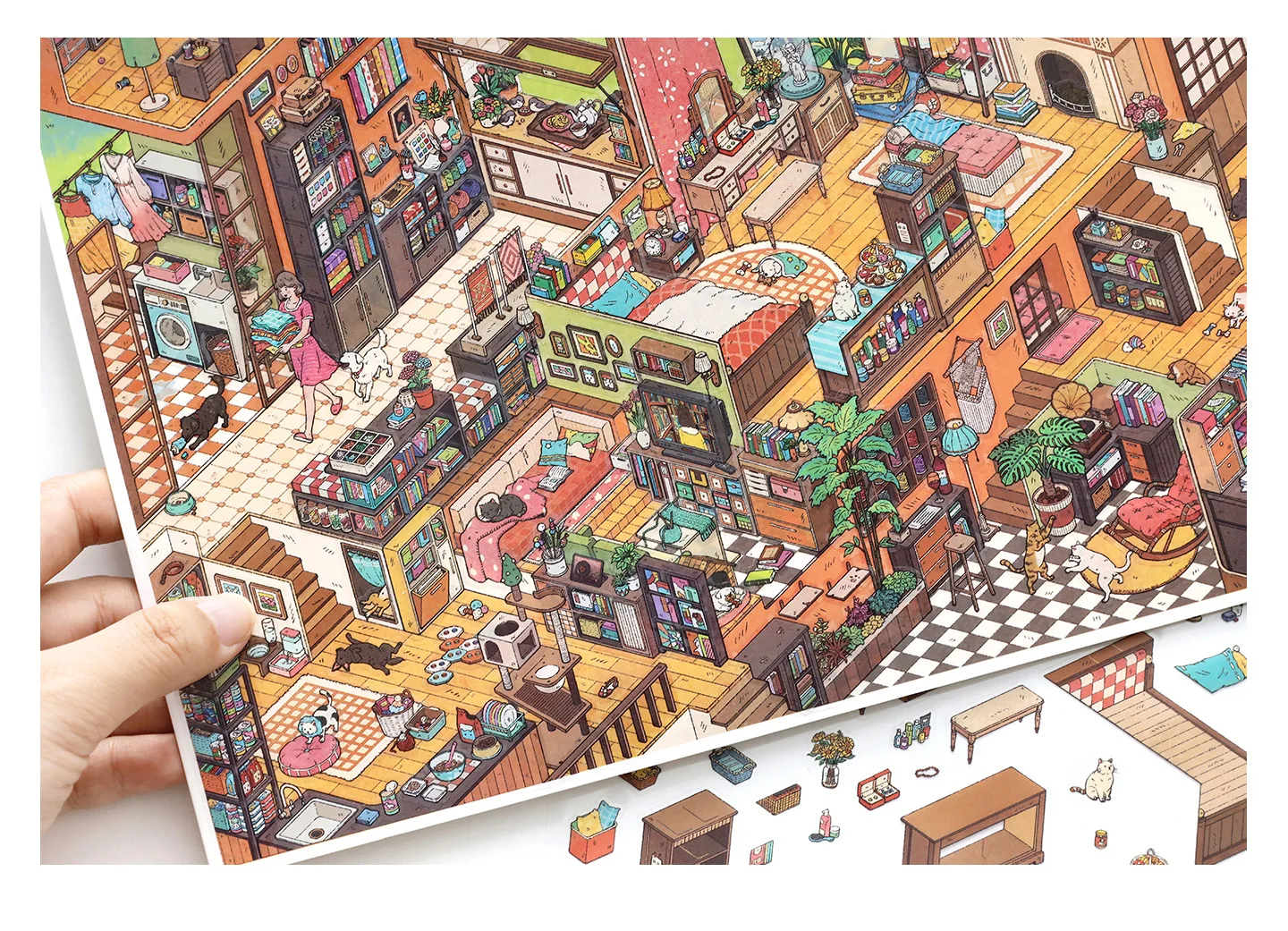 JIANQI Kawaii Apartment Building 3D Underground Exploration Landscape Sticker DIY Pocket Cabin Scene Sticker Scrapbook-Zubehör – Detail 17