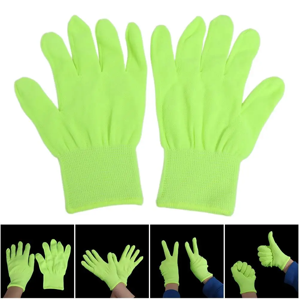 1 Pair Work Gloves Durable Fluorescent Gloves Anti-Slip Elastic Green Gloves Breathable Flexible Neon Glove Birthday Decor