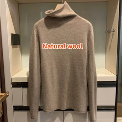 Women's Korean Style Bright Silk High Neck Pure Wool Sweater with Shiny Wire Knit Bottoming Shirt Sweaters High Strecth Slim Fit