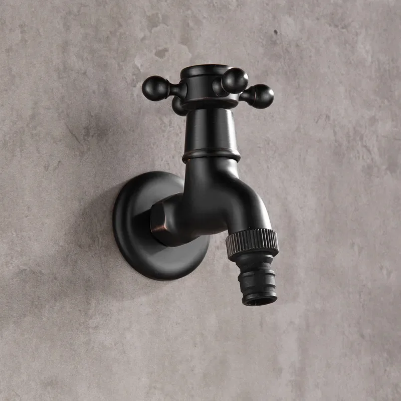 Bathroom Corner Washing Machine Faucet Black Bronze Single Cold Tap Outdoor Garden Wall Mounted Bibcock Tap Mop Pool Taps